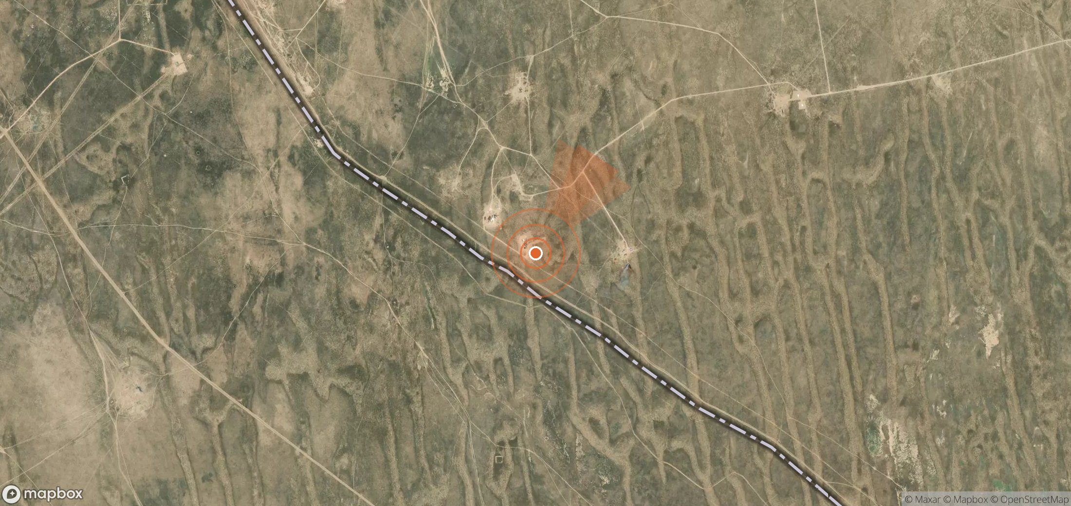 Mapa satelital de plumas de metano en Uzbekistán