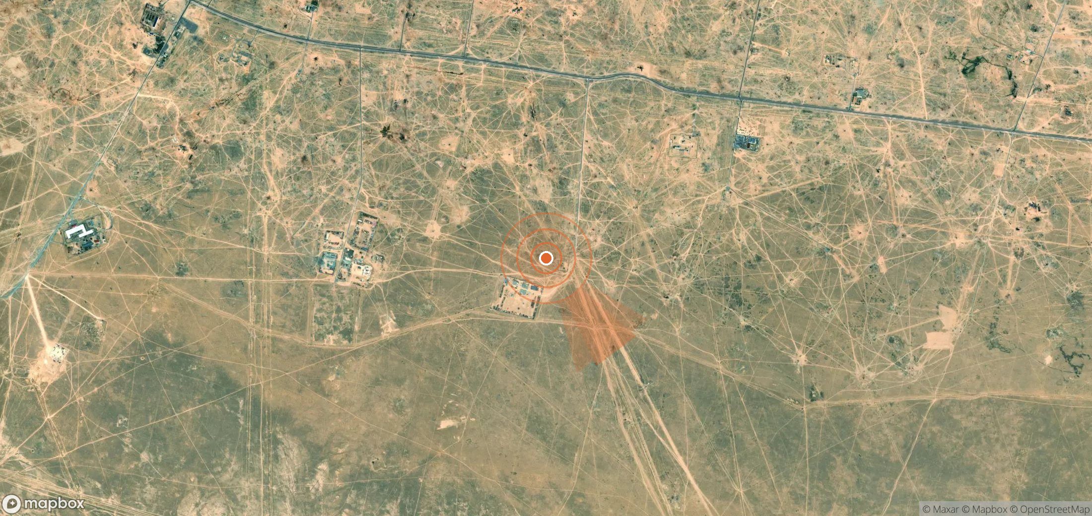 Satellite map of methane plume locations in Kazakhstan