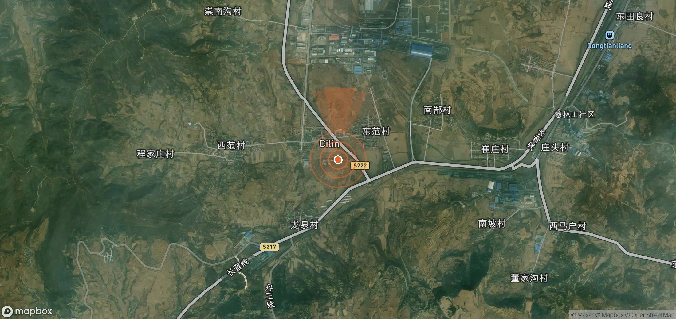 Satellite map of methane plume locations in China