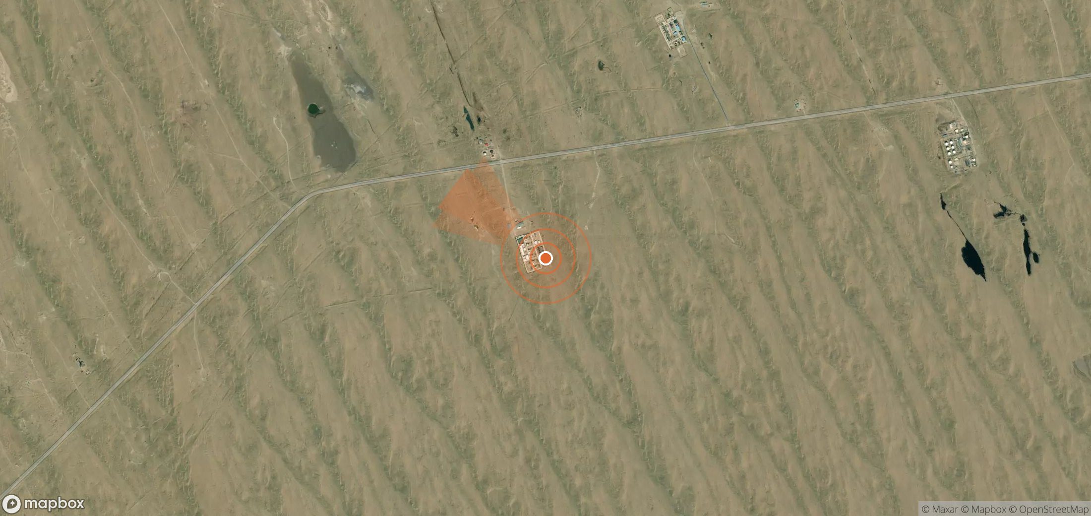 Mapa satelital de plumas de metano en Turkmenistán
