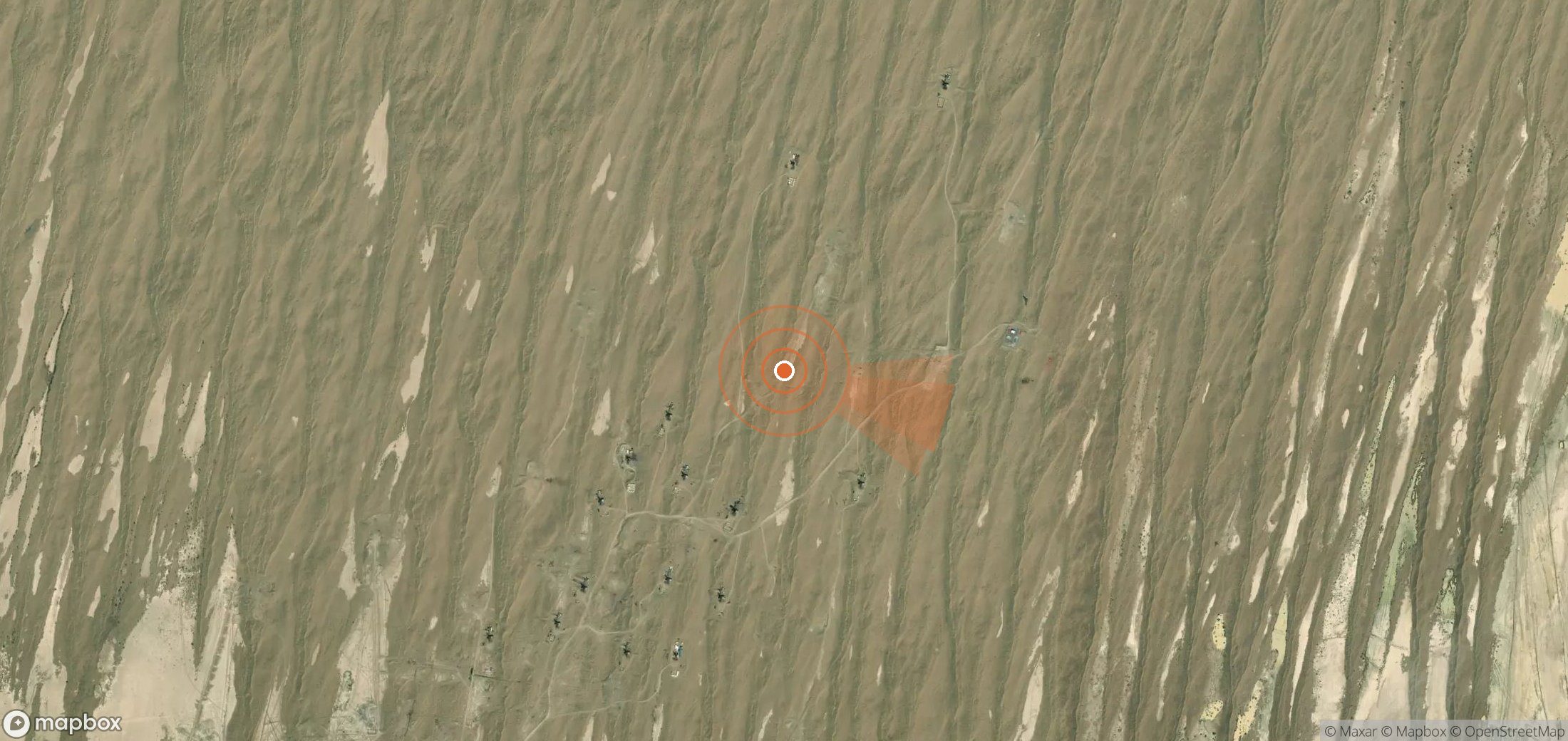 Satellite map of methane plume locations in Turkmenistan