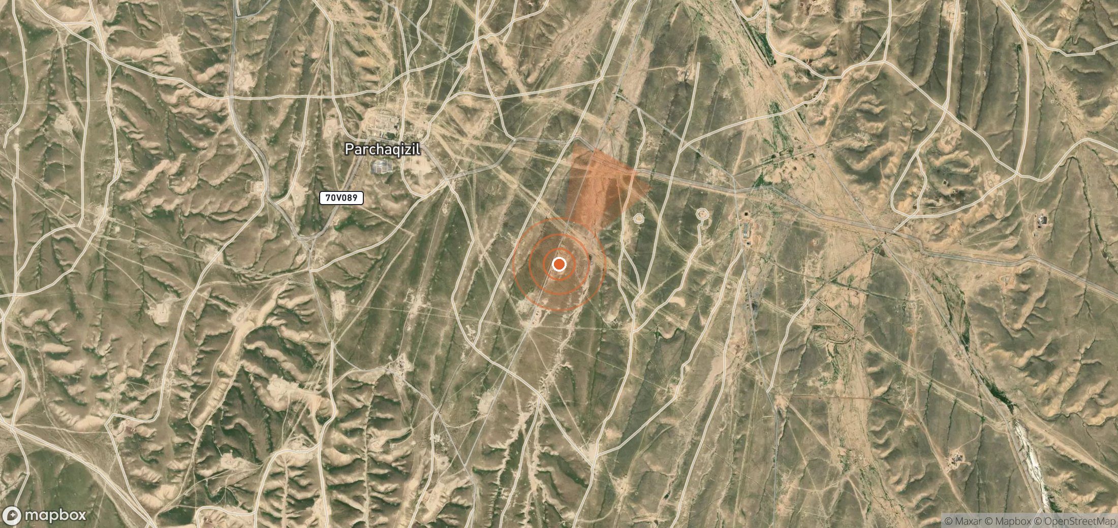 Satellite map of methane plume locations in Uzbekistan