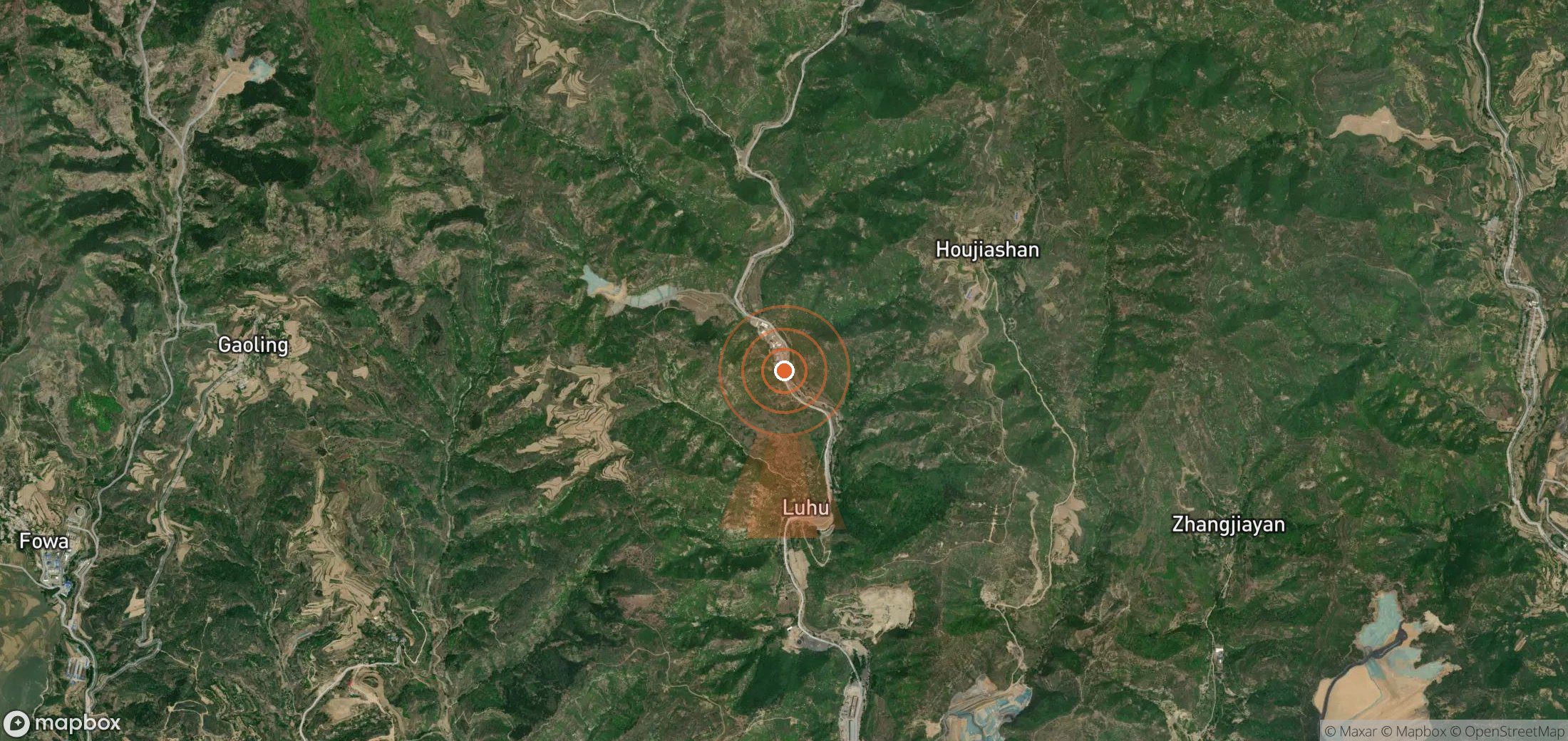 Mapa satelital de plumas de metano en China