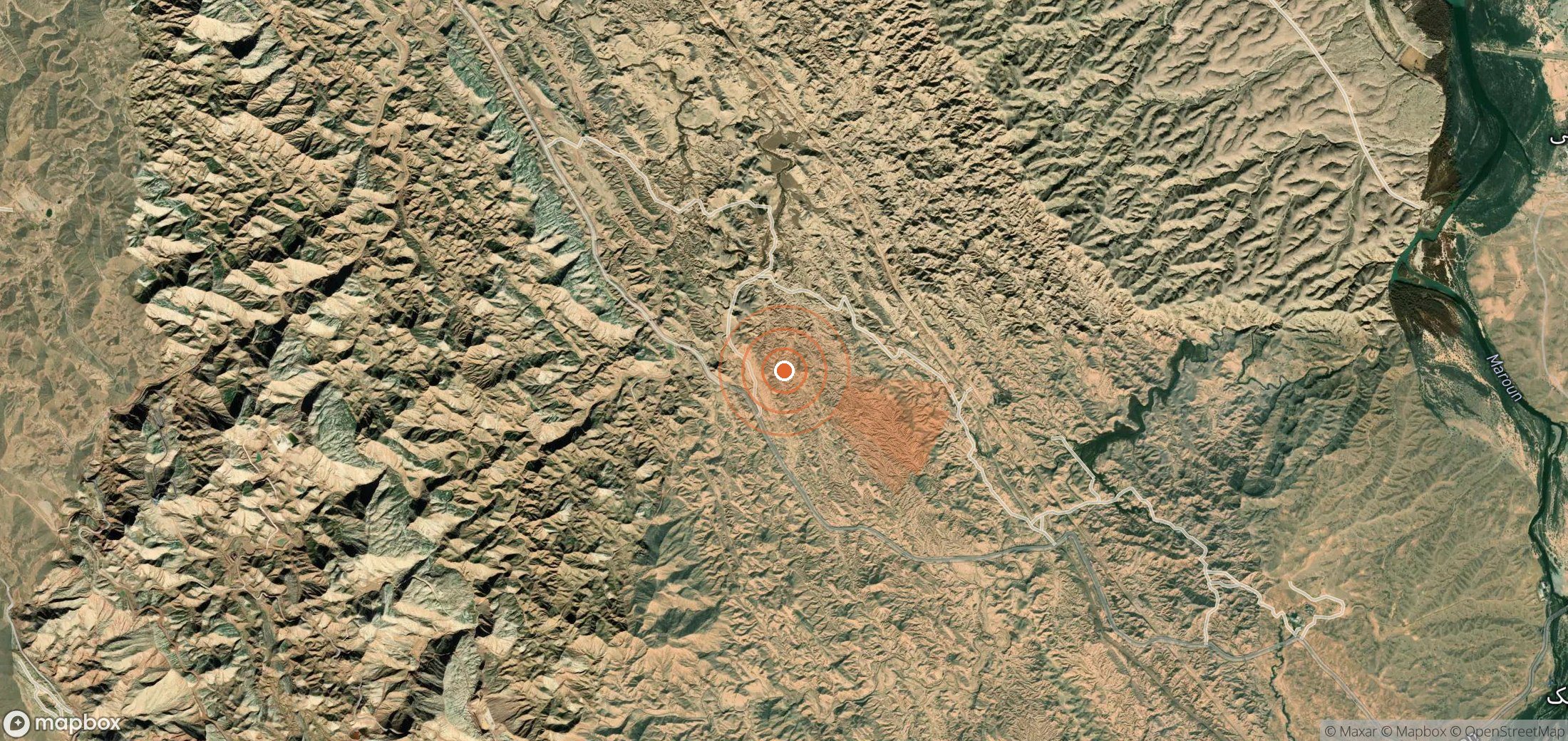 Satellite map of methane plume locations in Iran