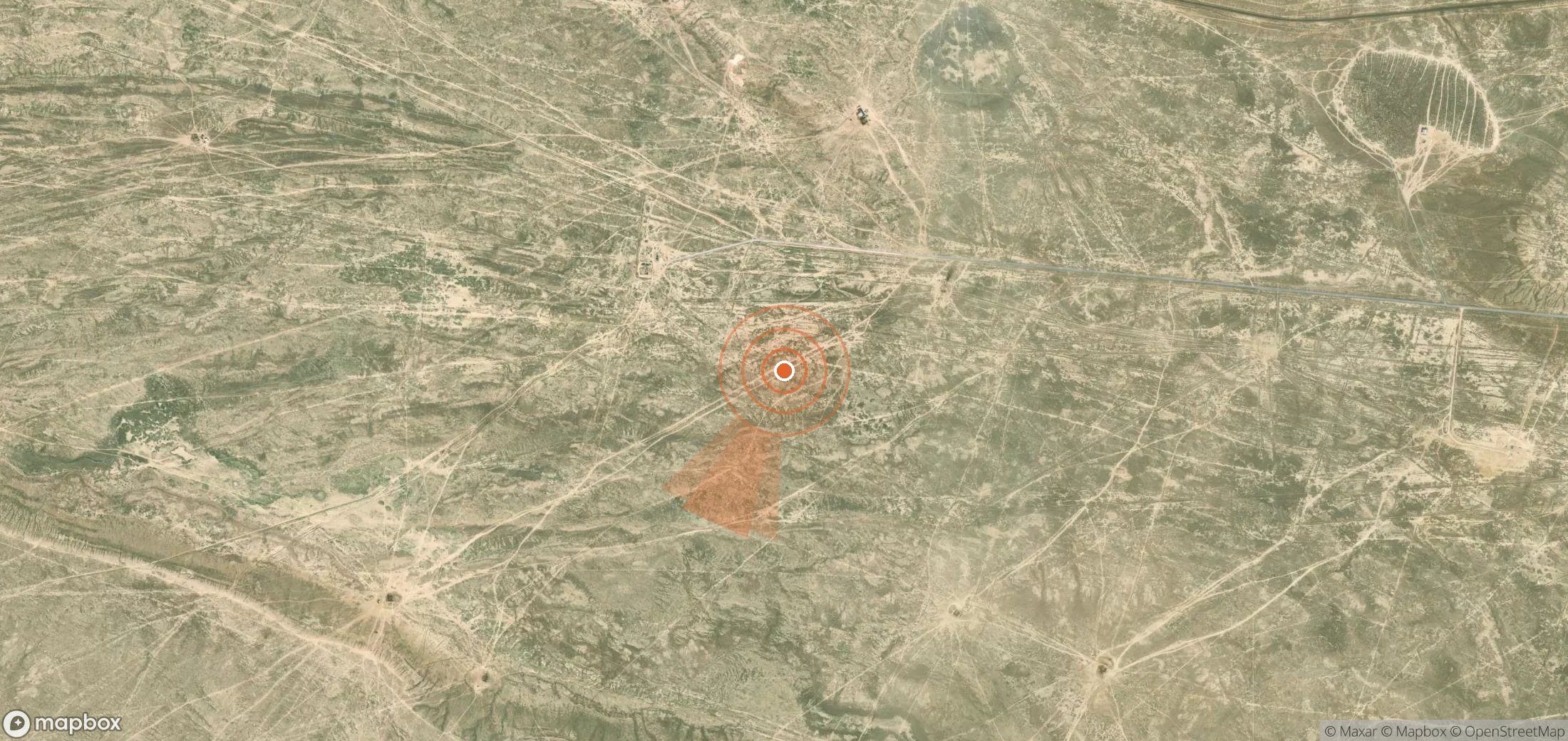 Satellite map of methane plume locations in Kazakhstan