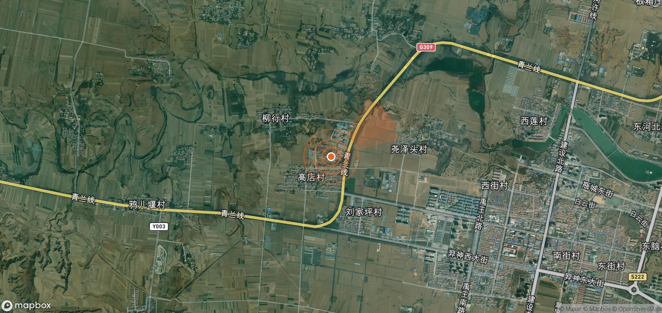 Satellite map of methane plume locations in China