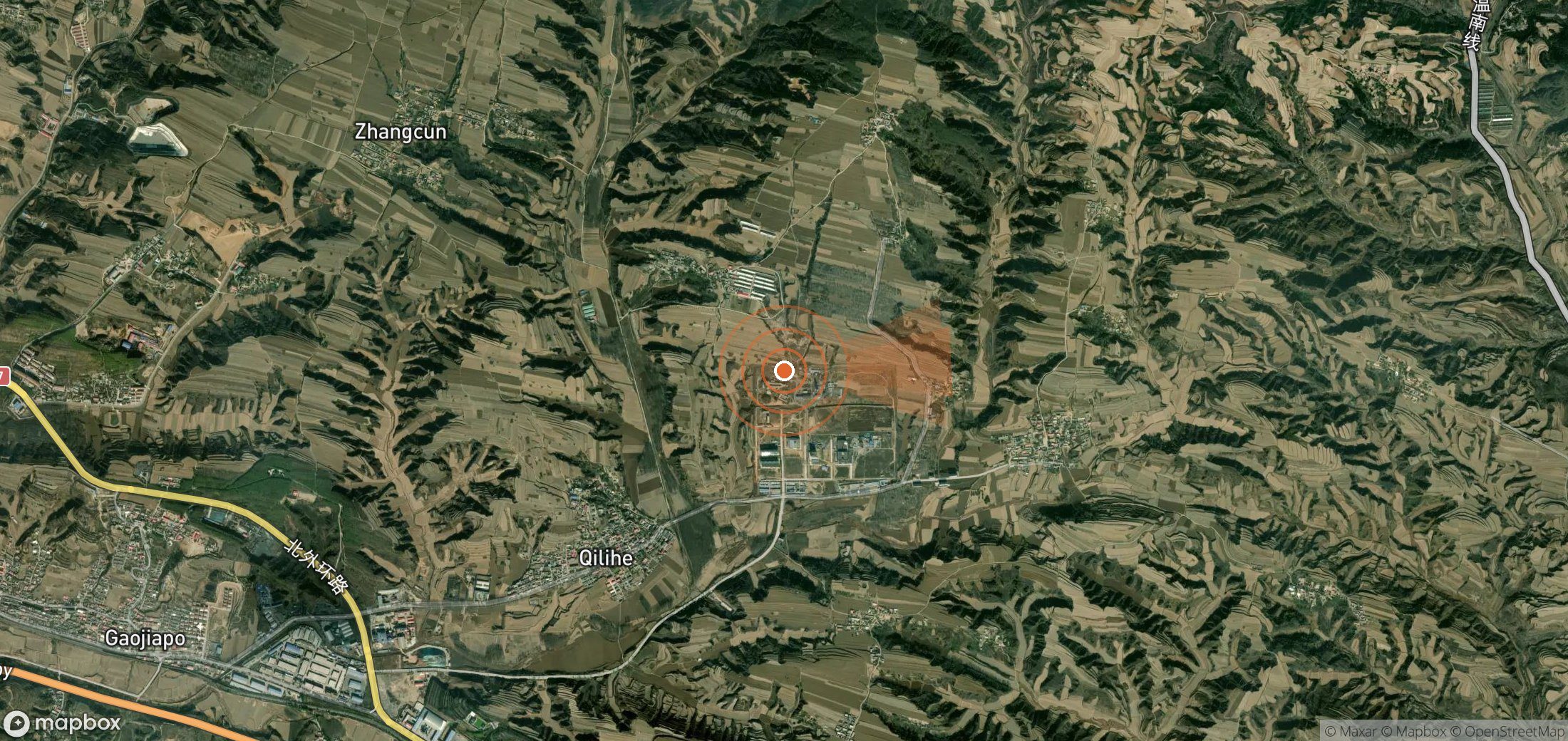 Satellite map of methane plume locations in China