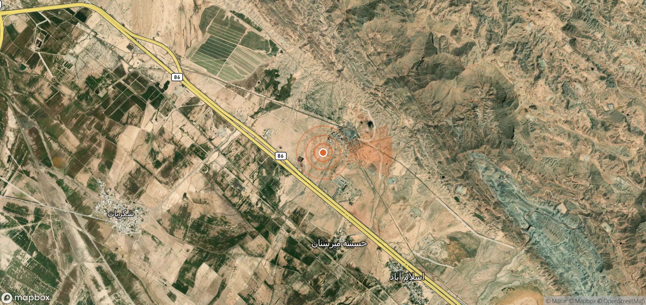 Mapa satelital de plumas de metano en Irán