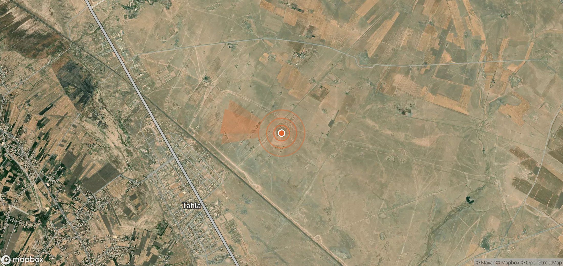 Satellite map of methane plume locations in Syria