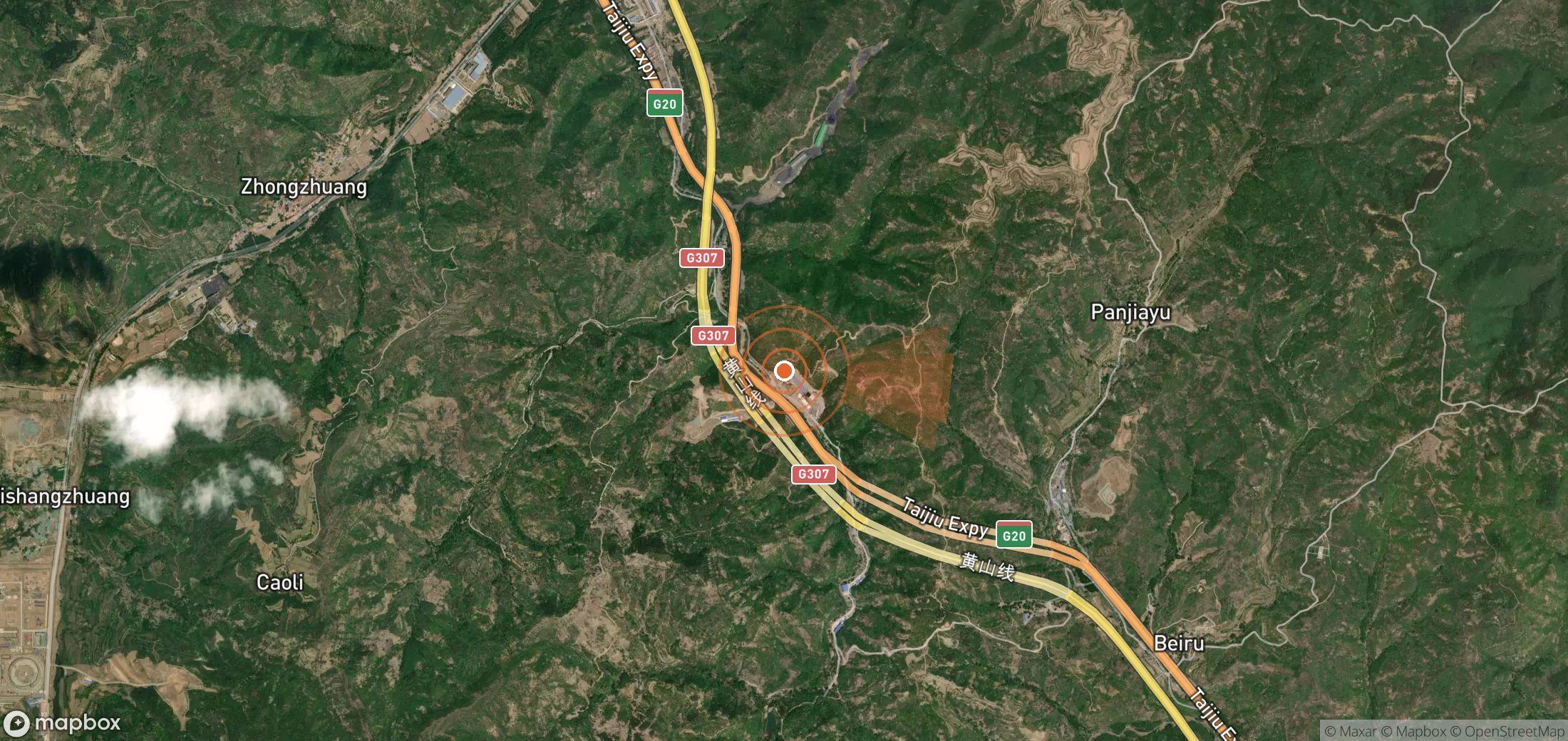Satellite map of methane plume locations in China