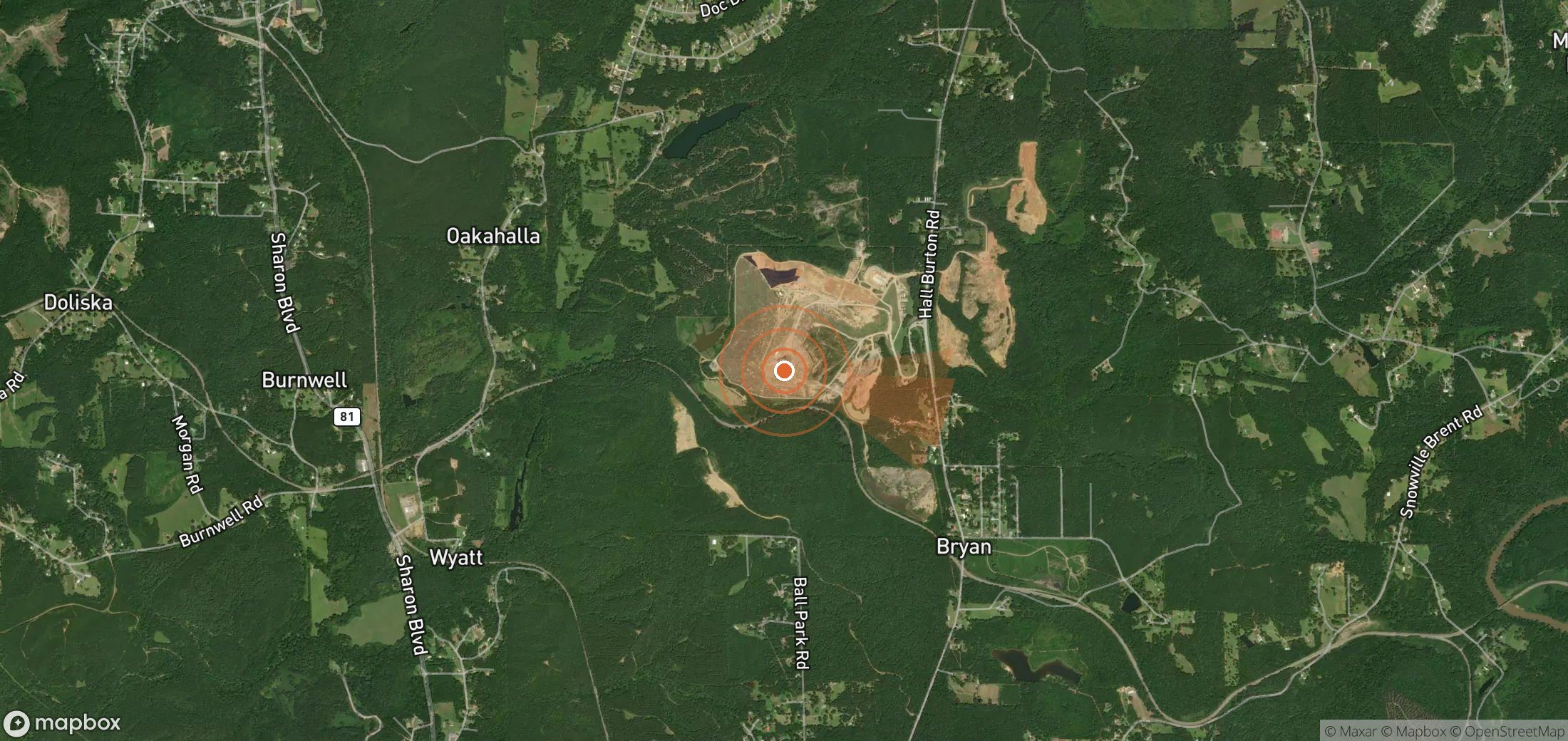 Satellite map of methane plume locations in United States