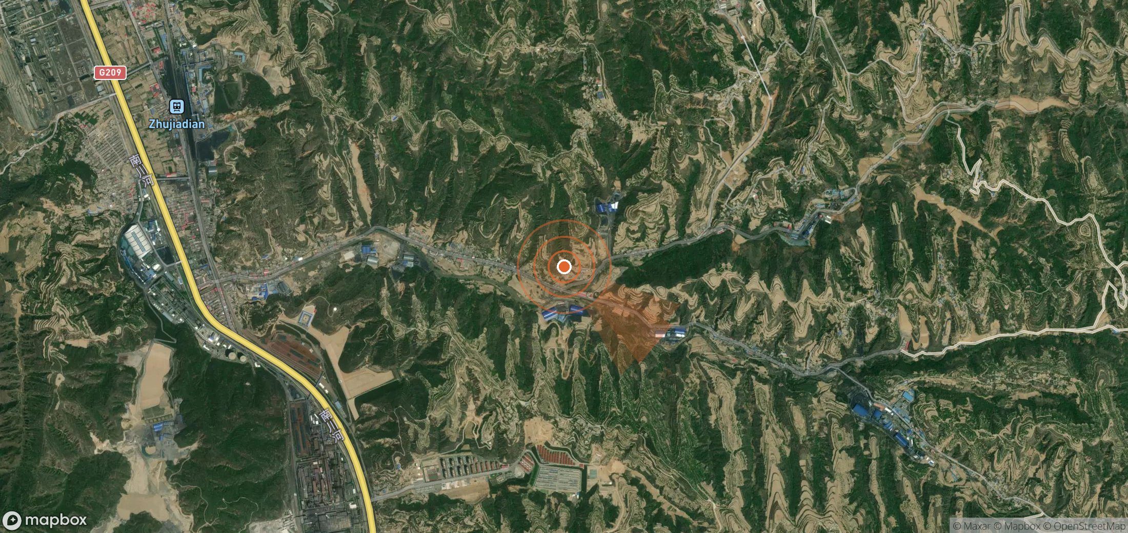 Satellite map of methane plume locations in China