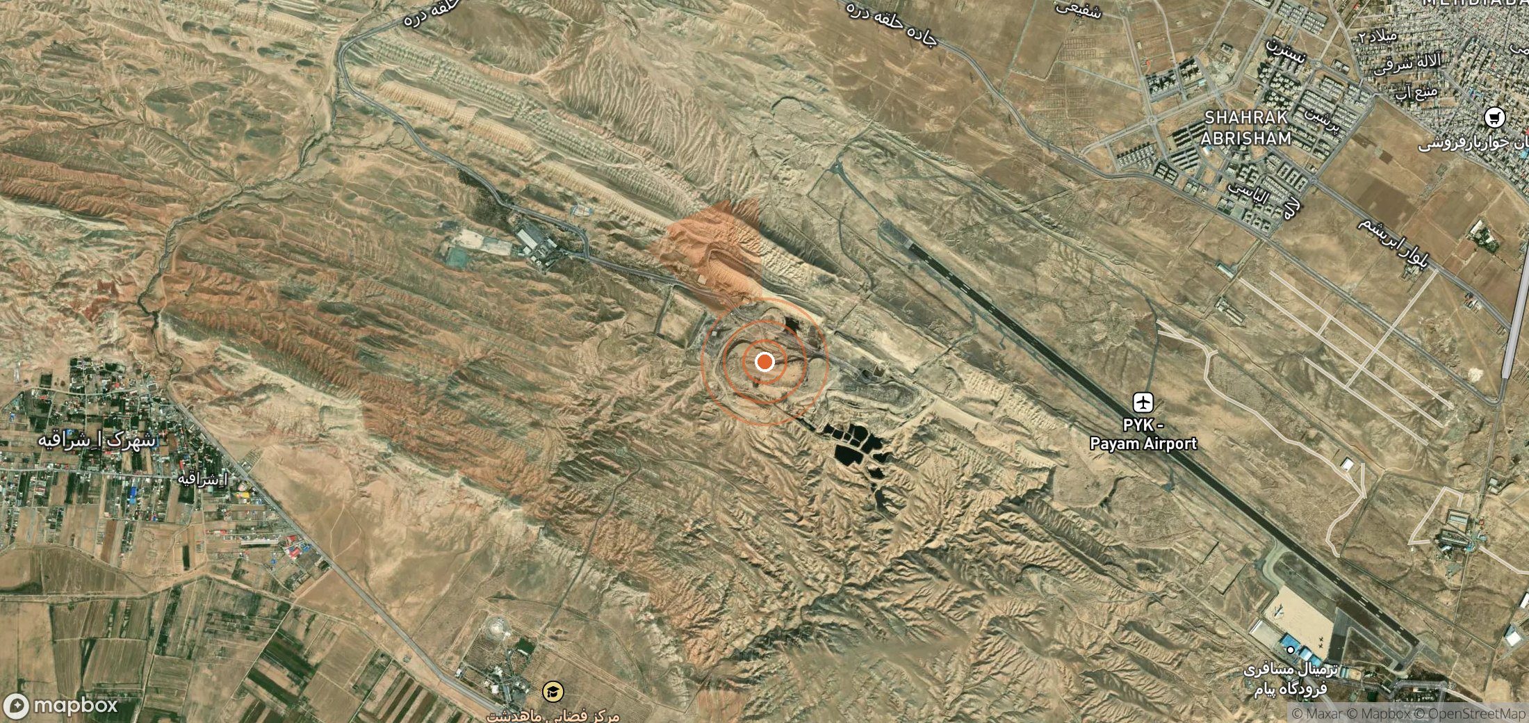 Satellite map of methane plume locations in Iran