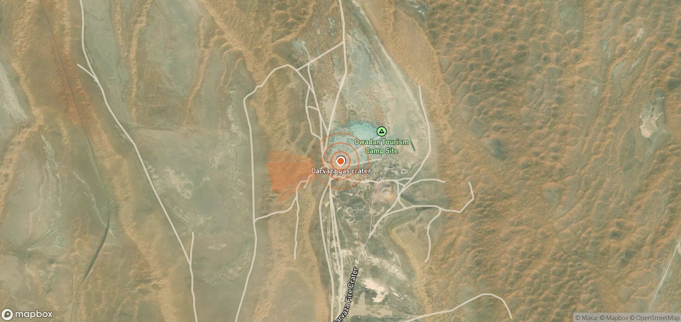 Satellite map of methane plume locations in Turkmenistan