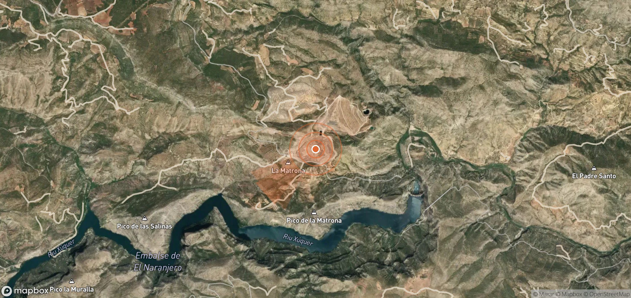 Satellite map of methane plume locations in Spain