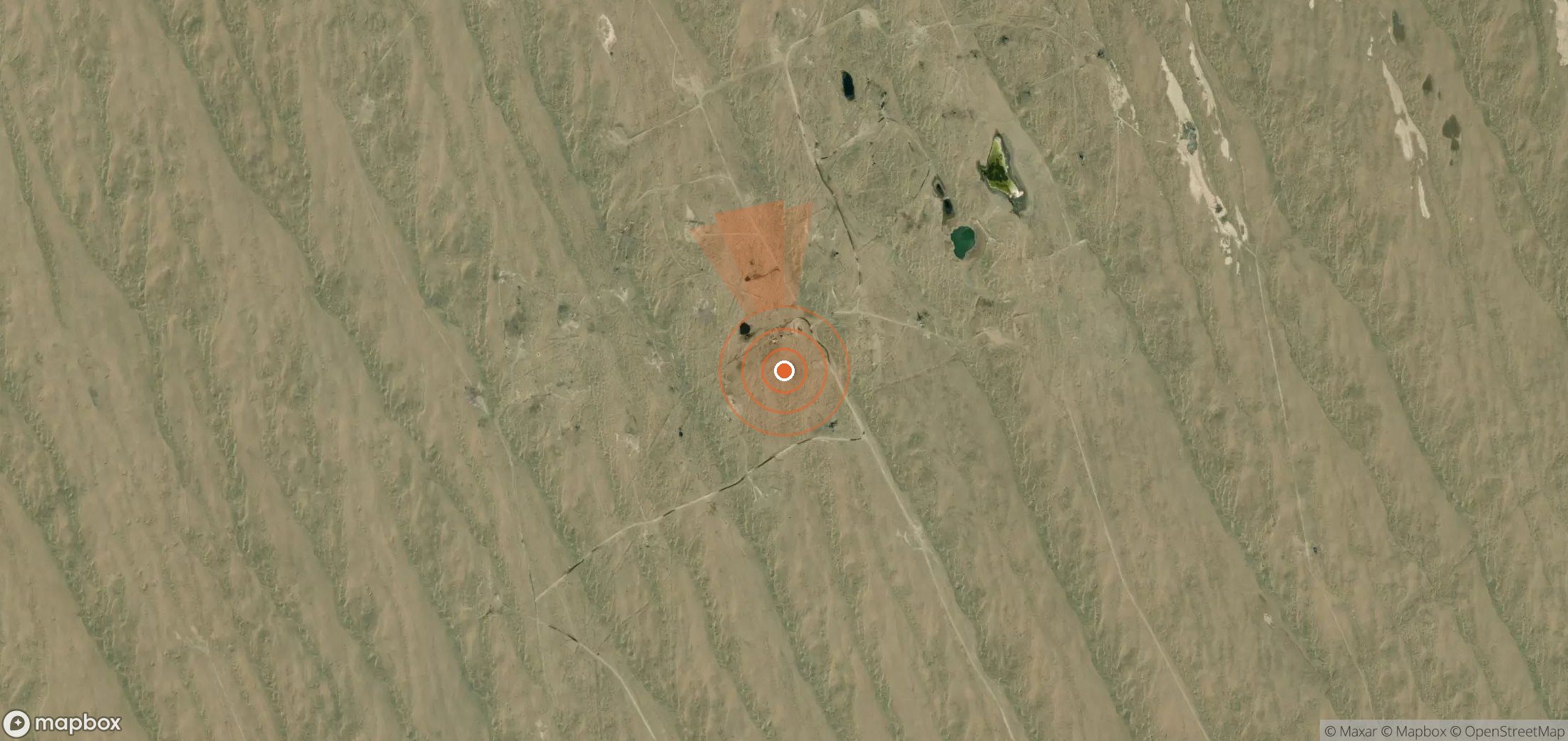 Mapa satelital de plumas de metano en Turkmenistán