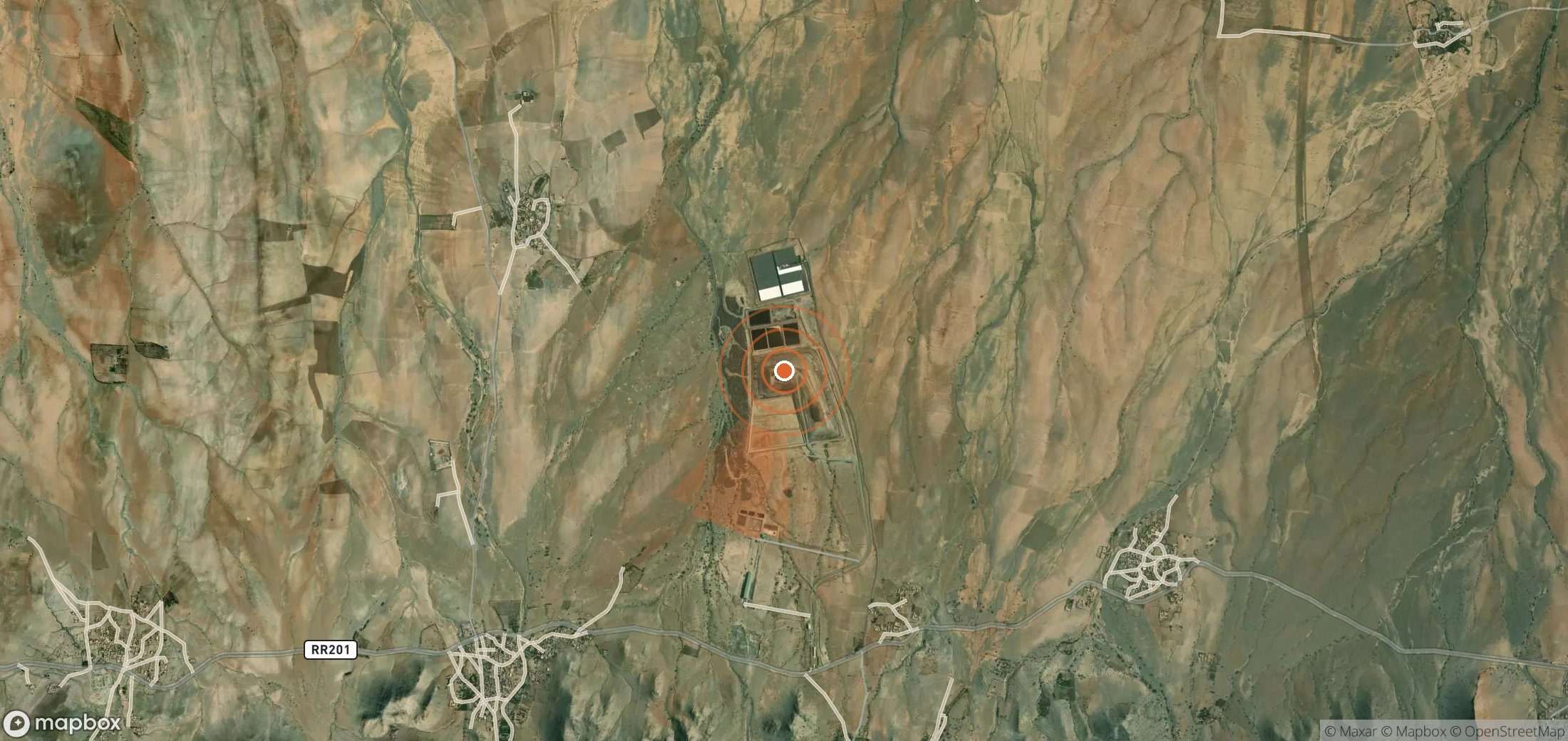 Satellite map of methane plume locations in Morocco