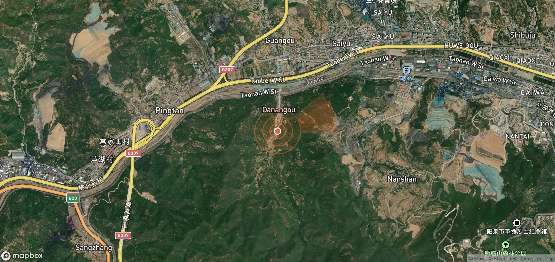 Satellite map of methane plume locations in China