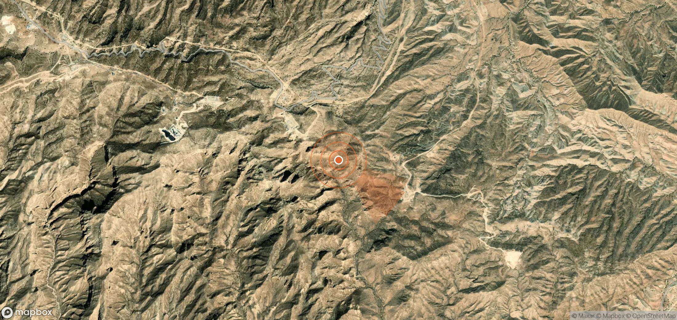 Satellite map of methane plume locations in Iran