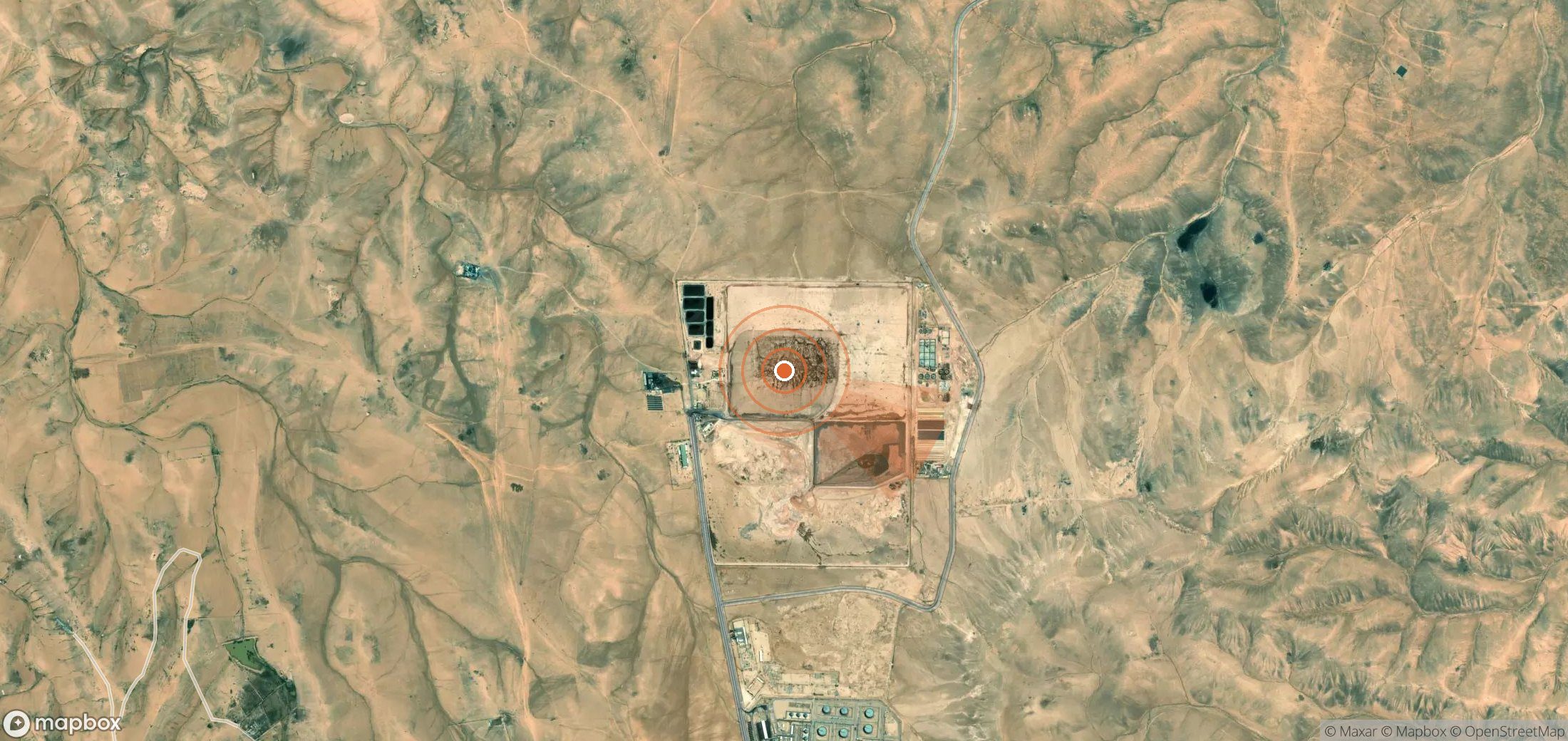 Mapa satelital de plumas de metano en Jordania