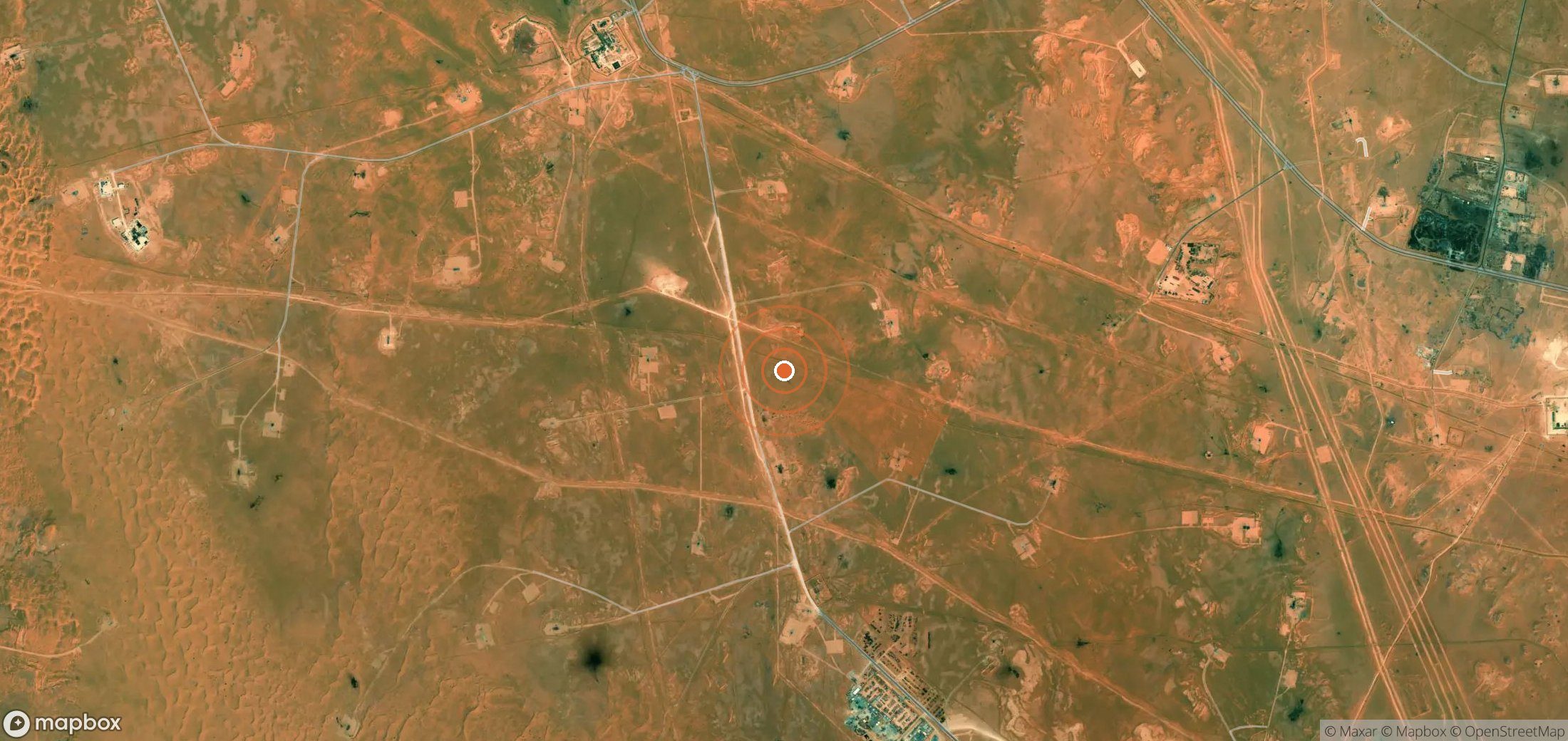 Satellite map of methane plume locations in Algeria