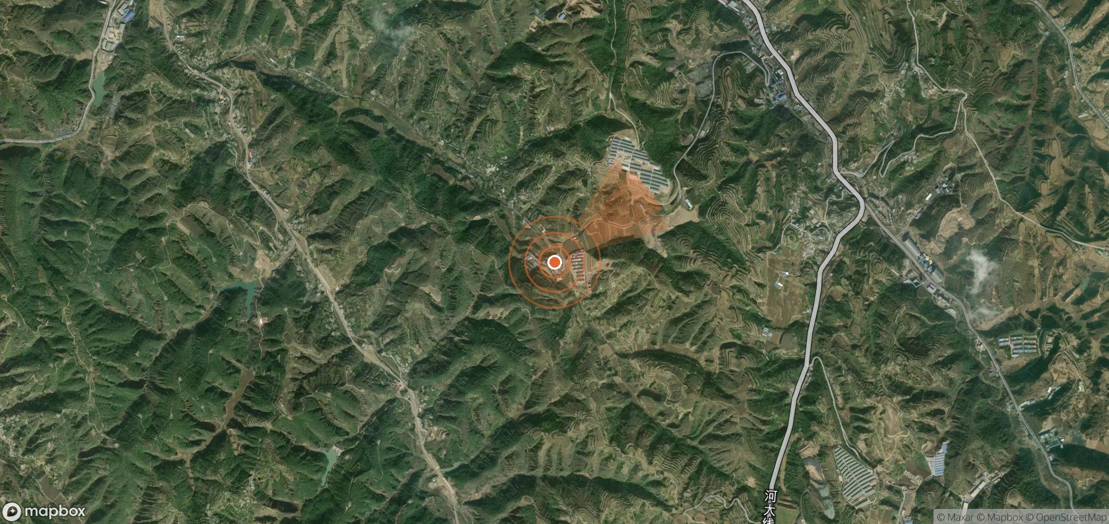Satellite map of methane plume locations in China