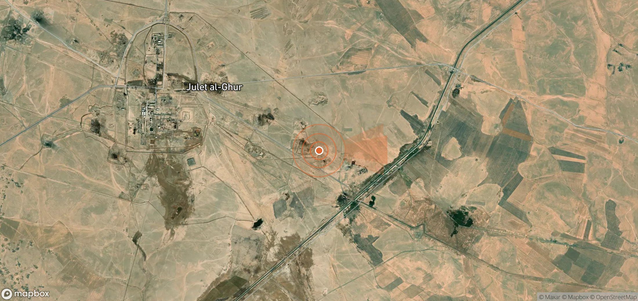 Mapa satelital de plumas de metano en Siria