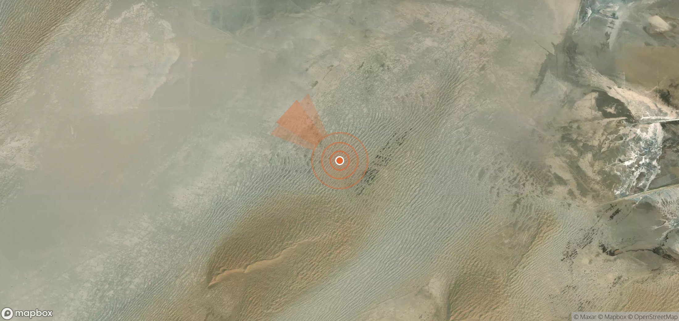 Satellite map of methane plume locations in Turkmenistan