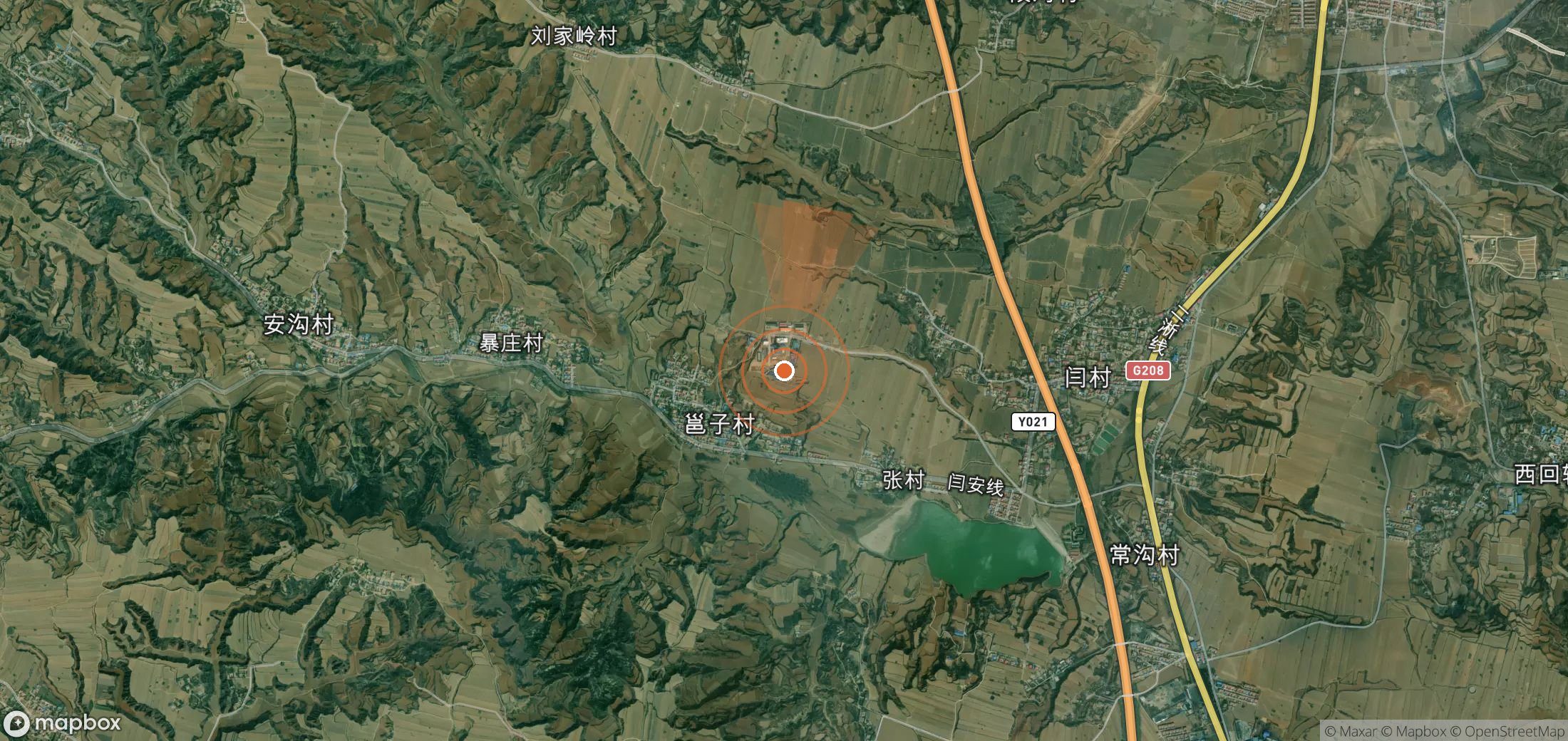 Satellite map of methane plume locations in China