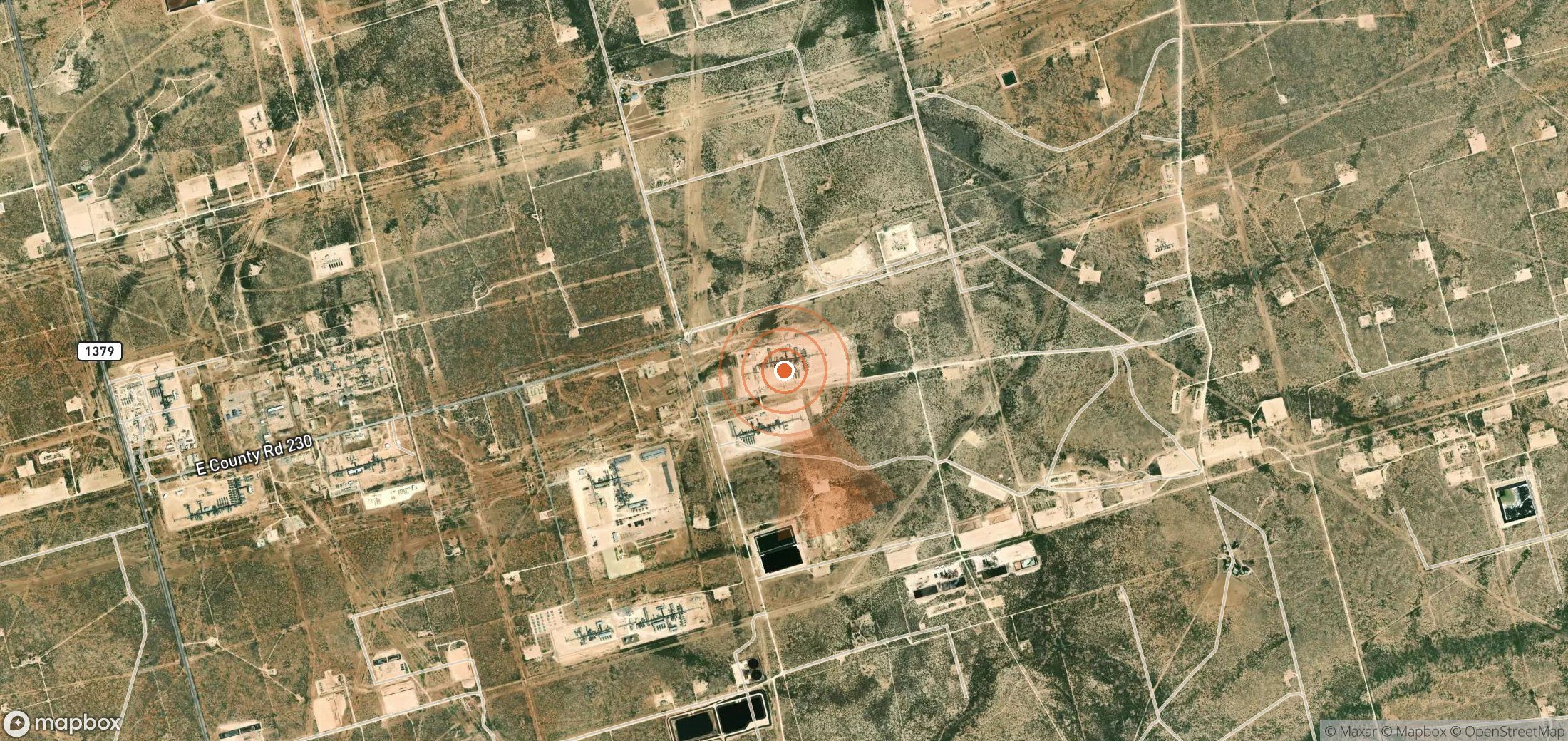 Satellite map of methane plume locations in United States