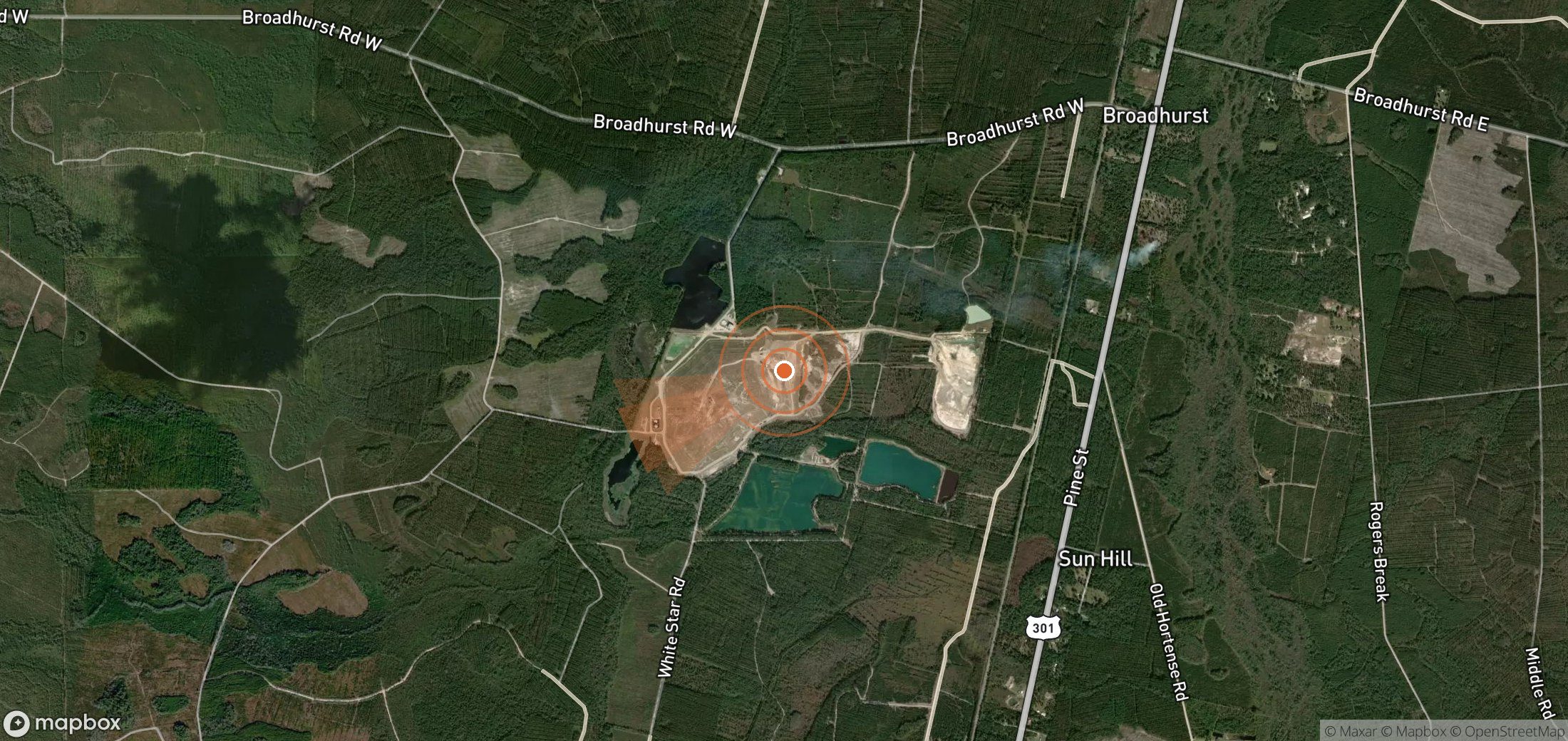 Satellite map of methane plume locations in United States