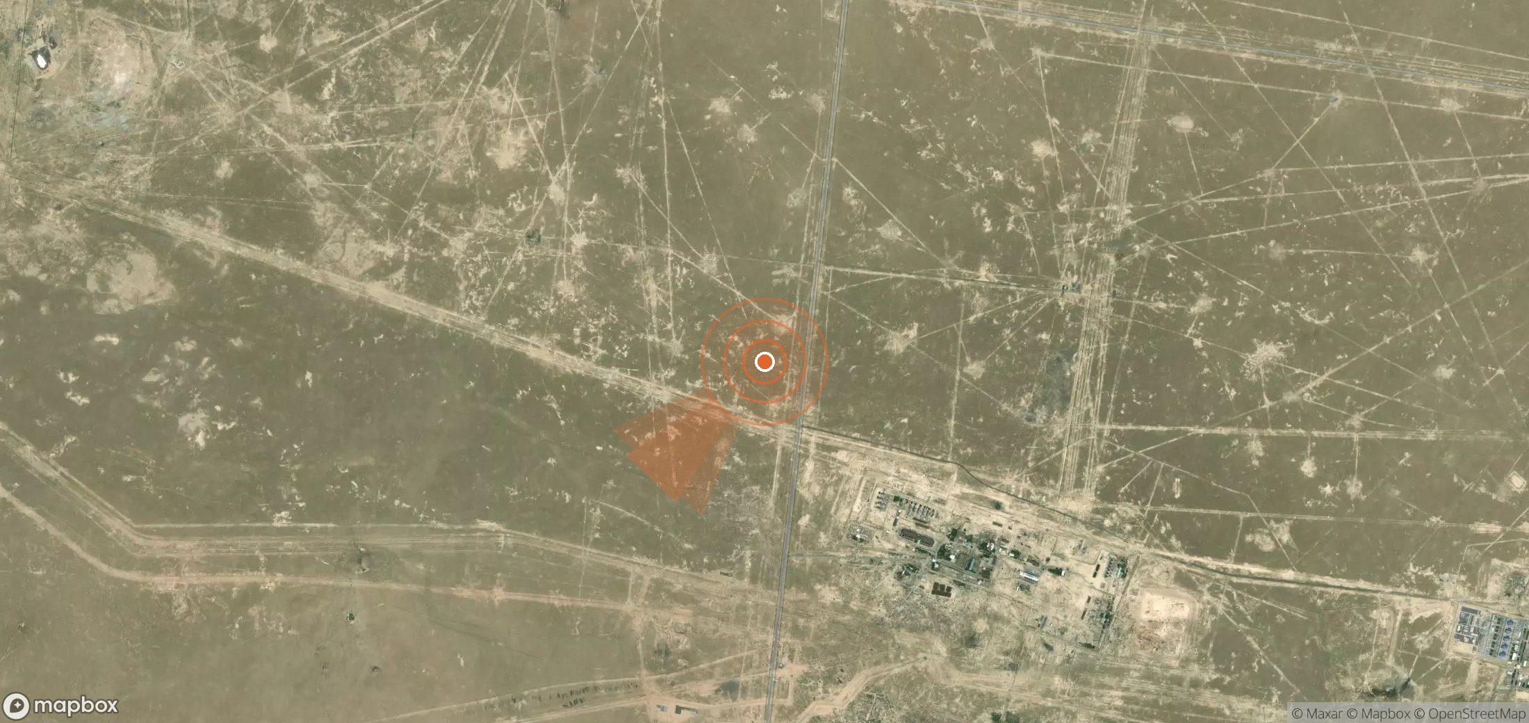 Satellite map of methane plume locations in Uzbekistan