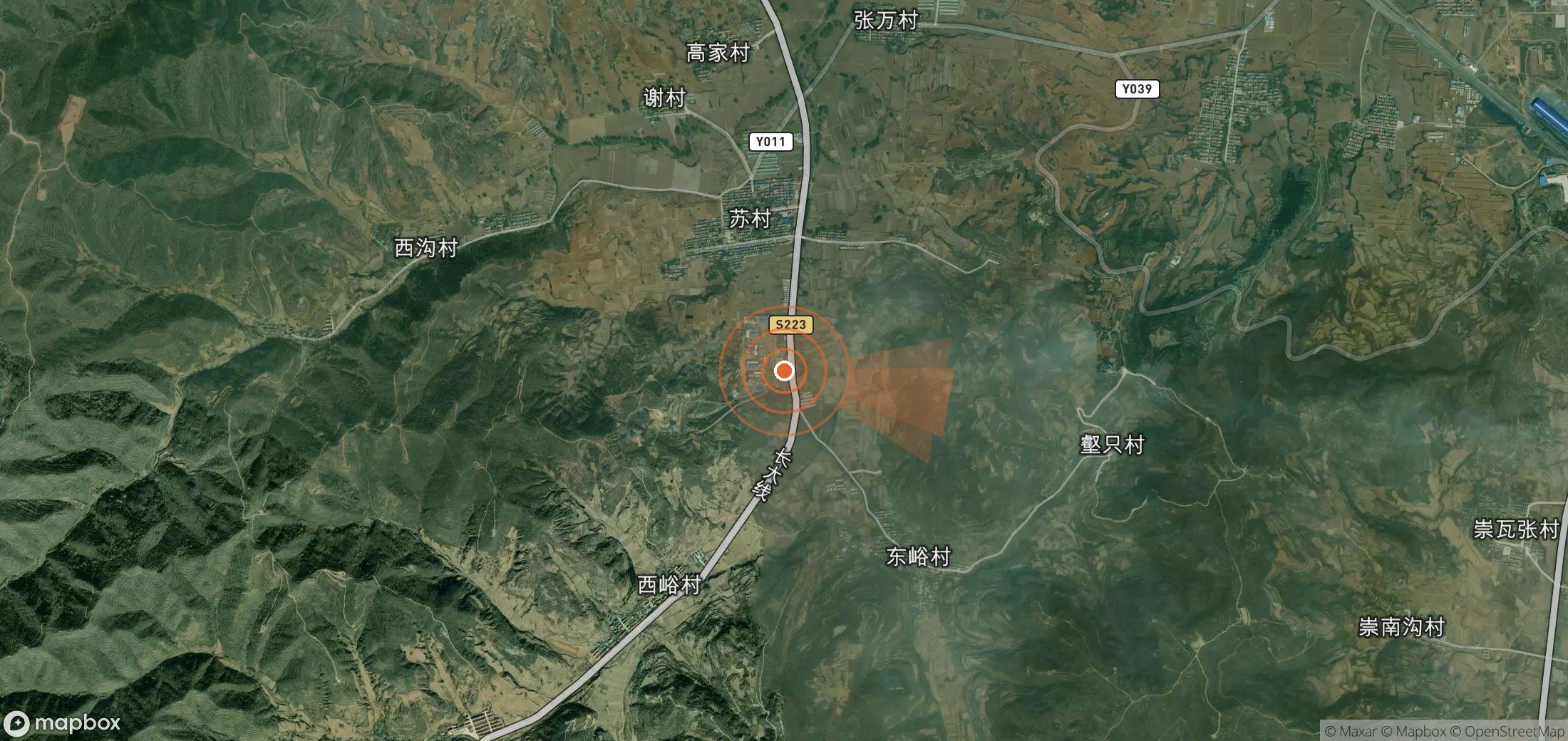 Satellite map of methane plume locations in China