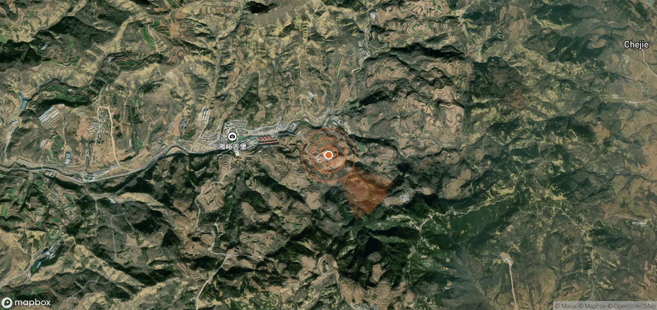 Satellite map of methane plume locations in China