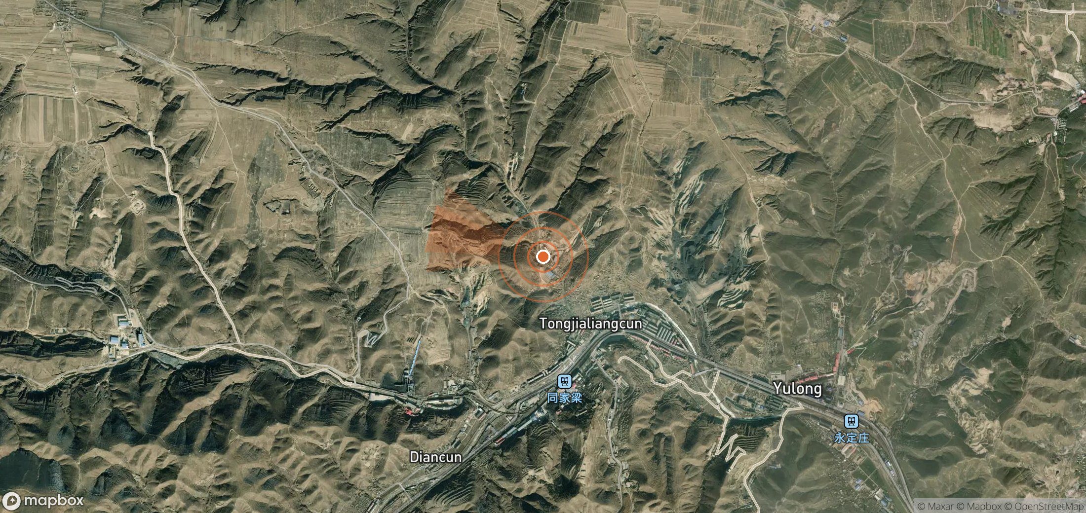 Satellite map of methane plume locations in China