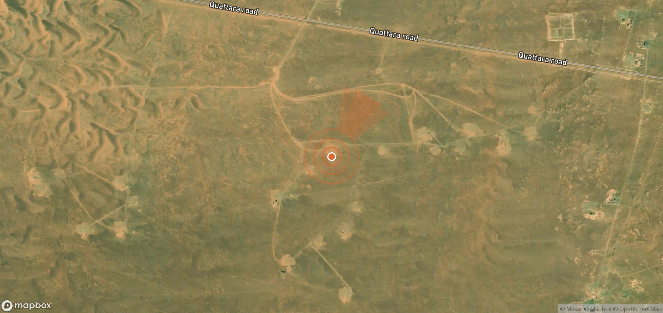 Satellite map of methane plume locations in Egypt