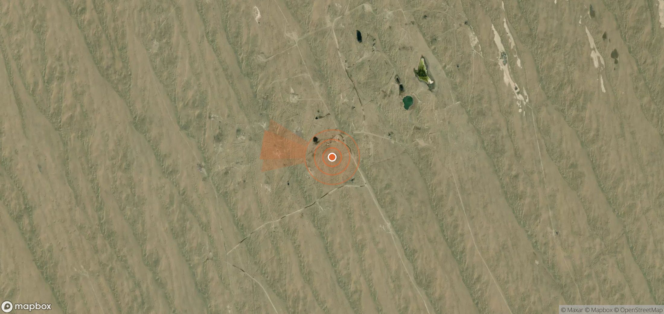 Mapa satelital de plumas de metano en Turkmenistán
