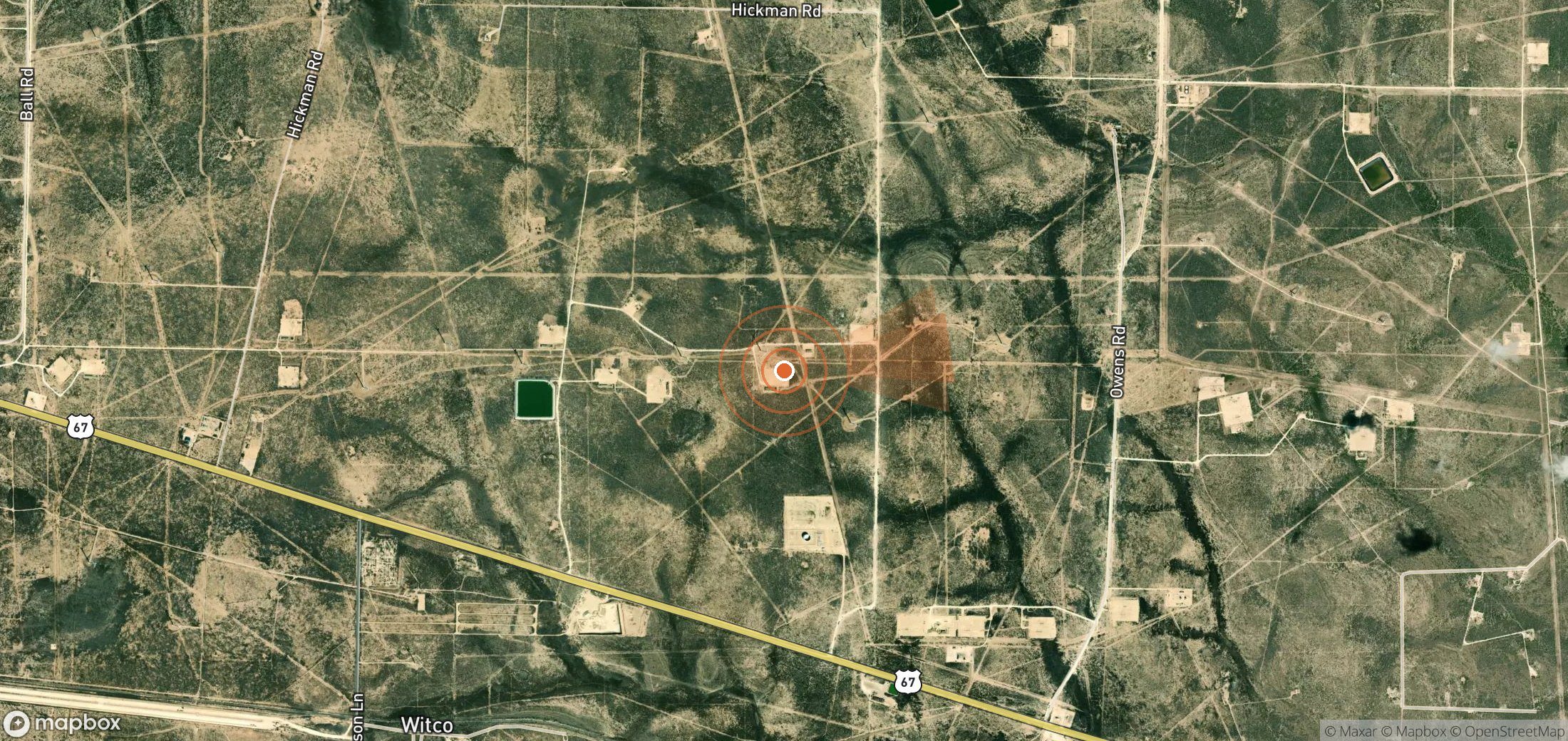 Satellite map of methane plume locations in United States