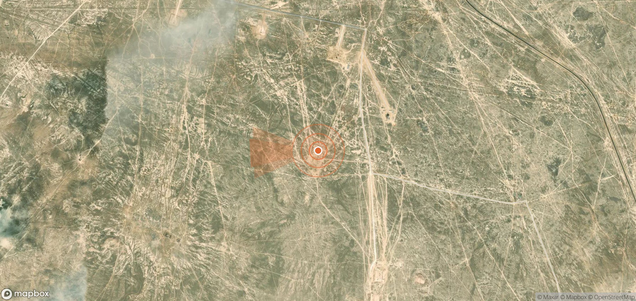 Mapa satelital de plumas de metano en Kazajistán