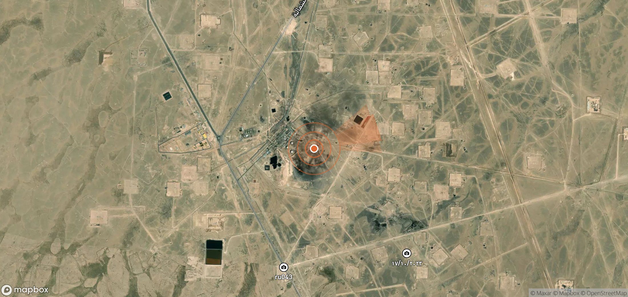 Mapa satelital de plumas de metano en Irak