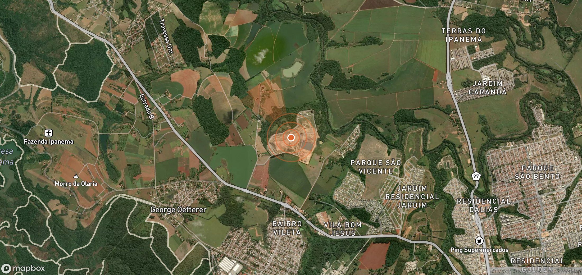 Satellite map of methane plume locations in Brazil