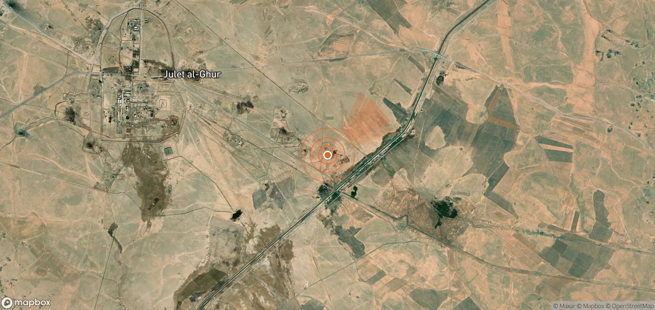 Mapa satelital de plumas de metano en Siria