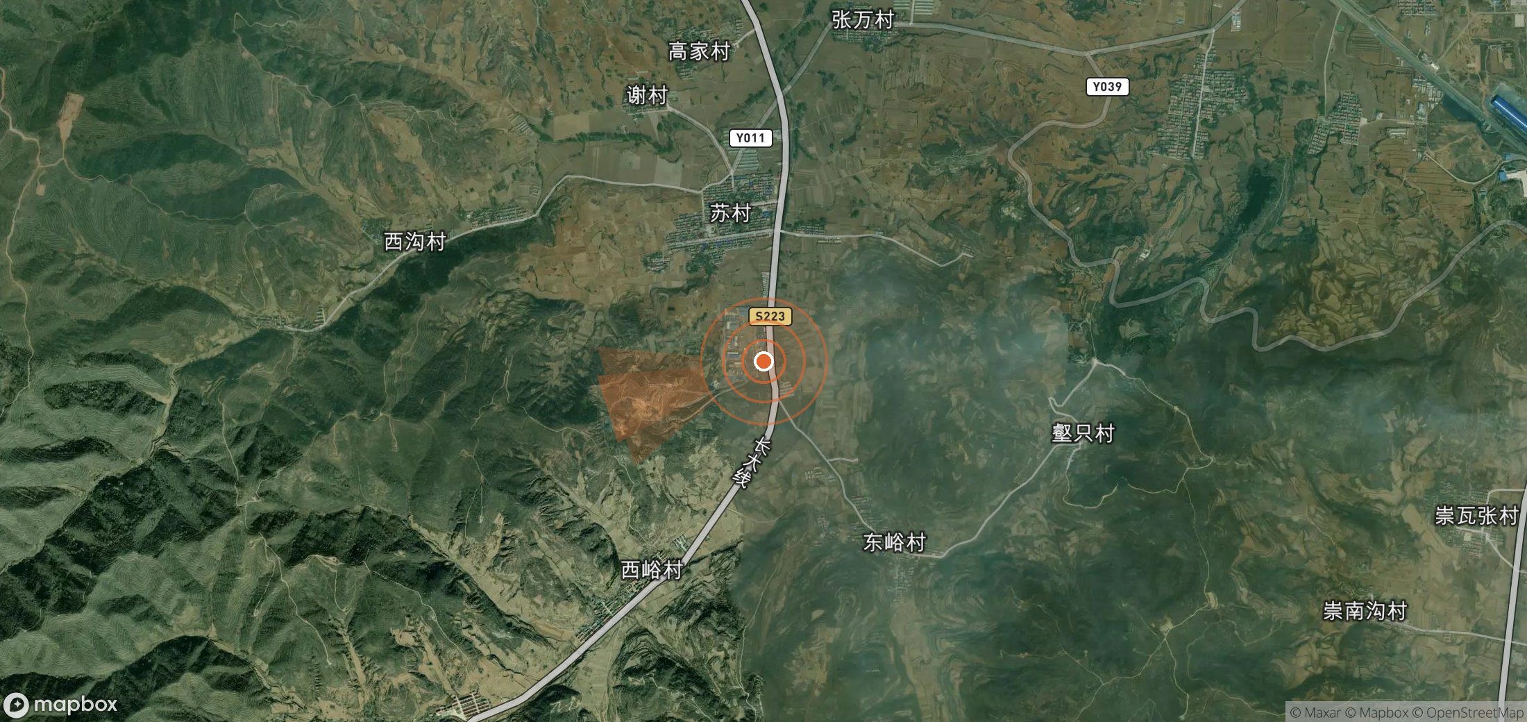 Mapa satelital de plumas de metano en China