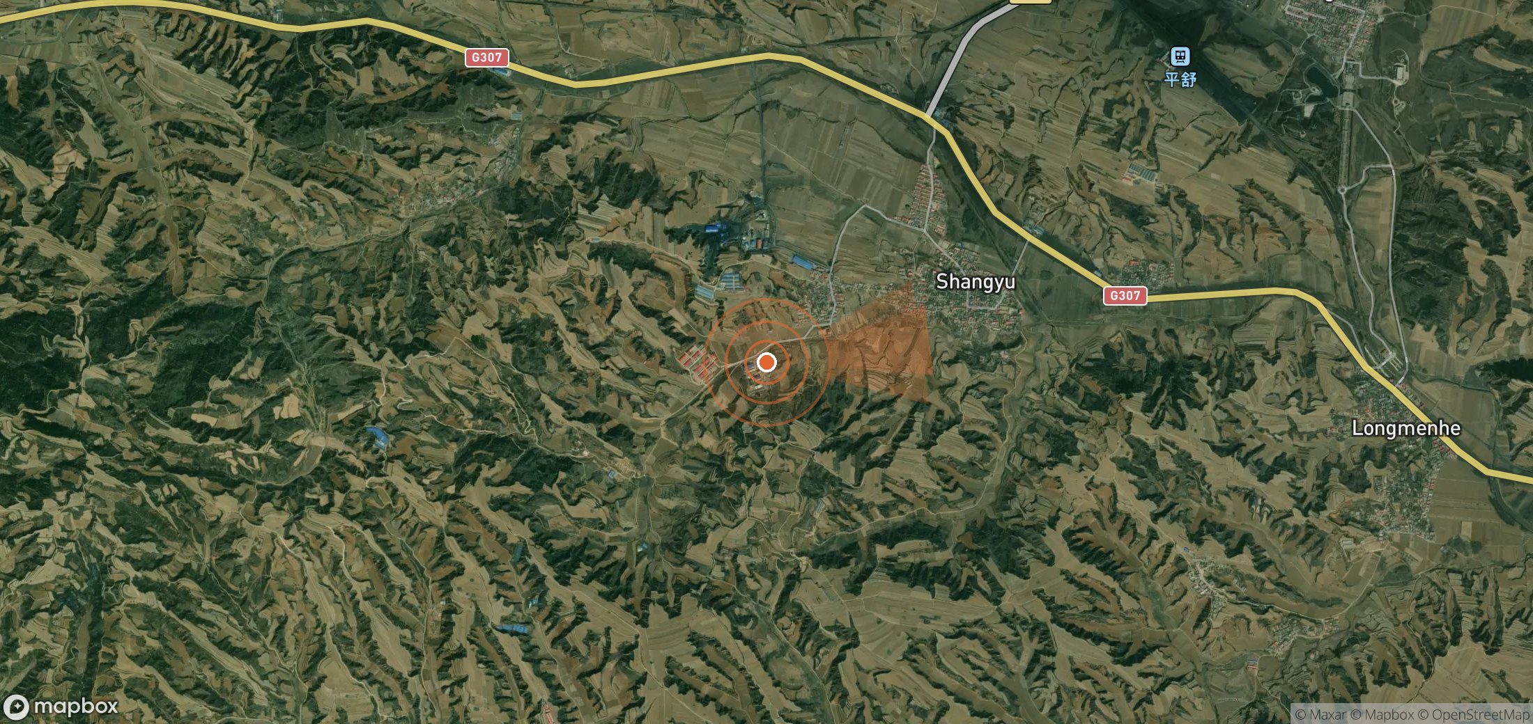 Mapa satelital de plumas de metano en China