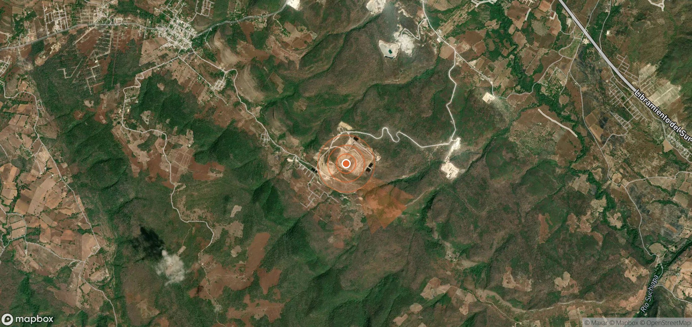 Satellite map of methane plume locations in Mexico
