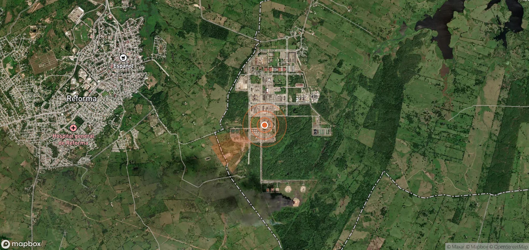 Mapa satelital de plumas de metano en México