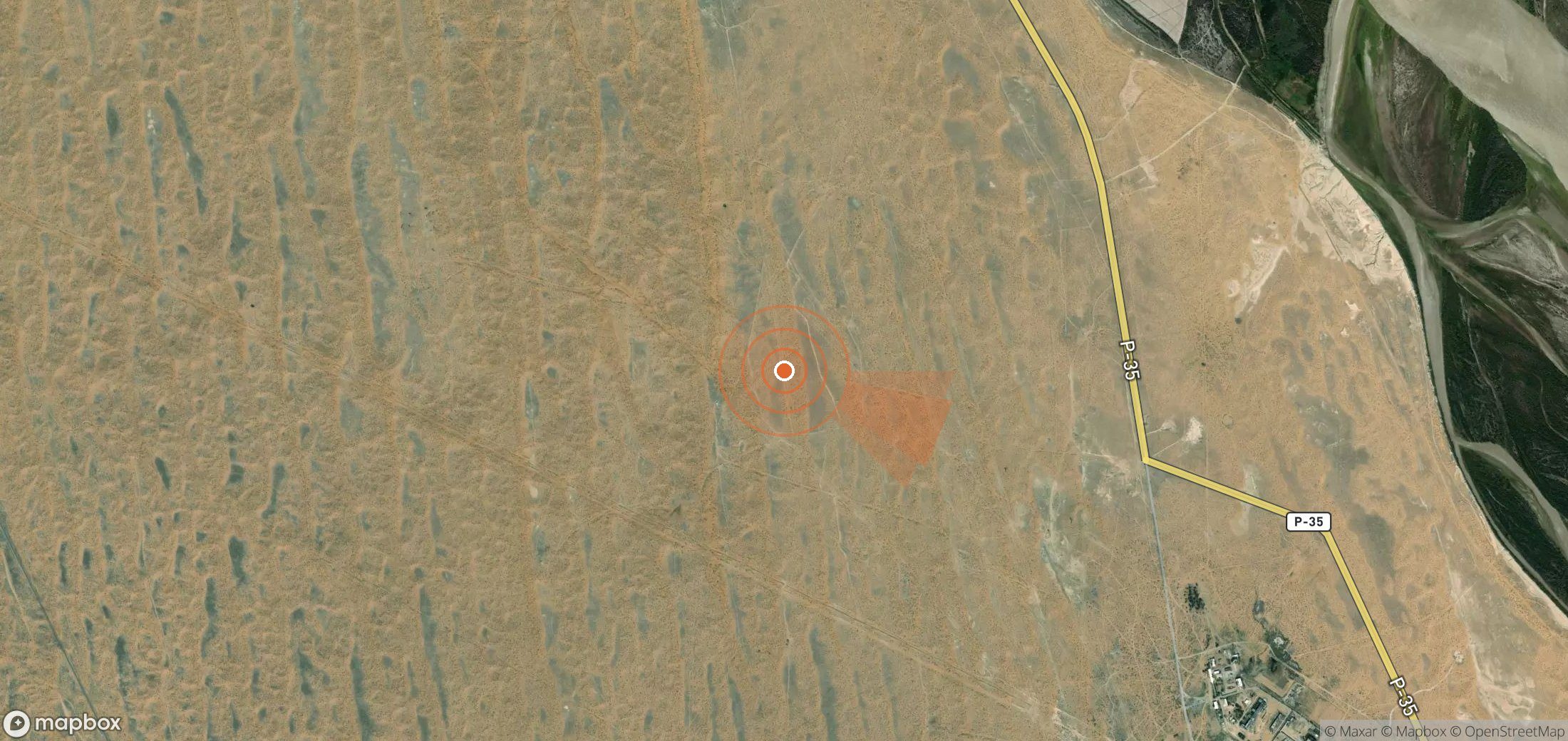 Mapa satelital de plumas de metano en Turkmenistán