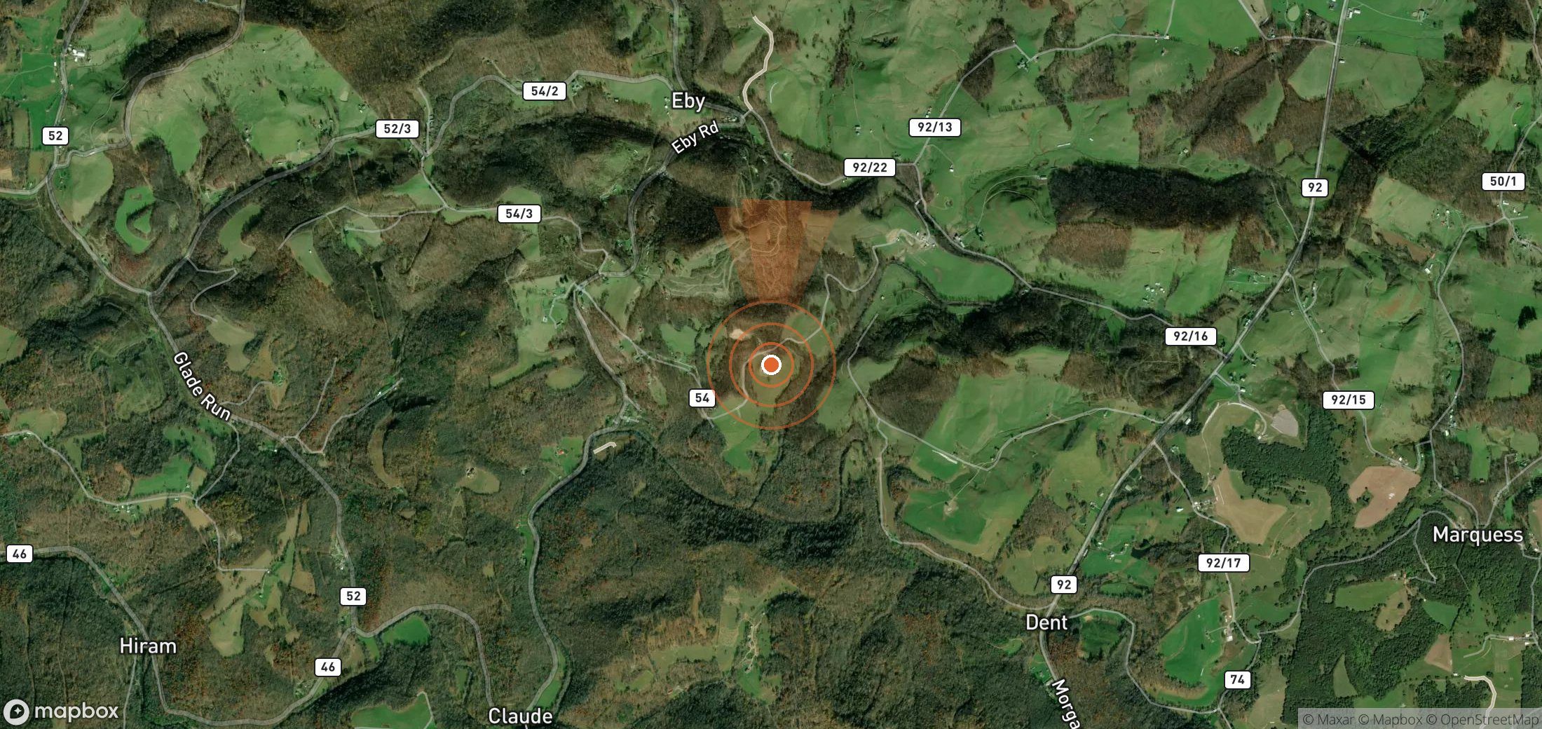 Satellite map of methane plume locations in United States