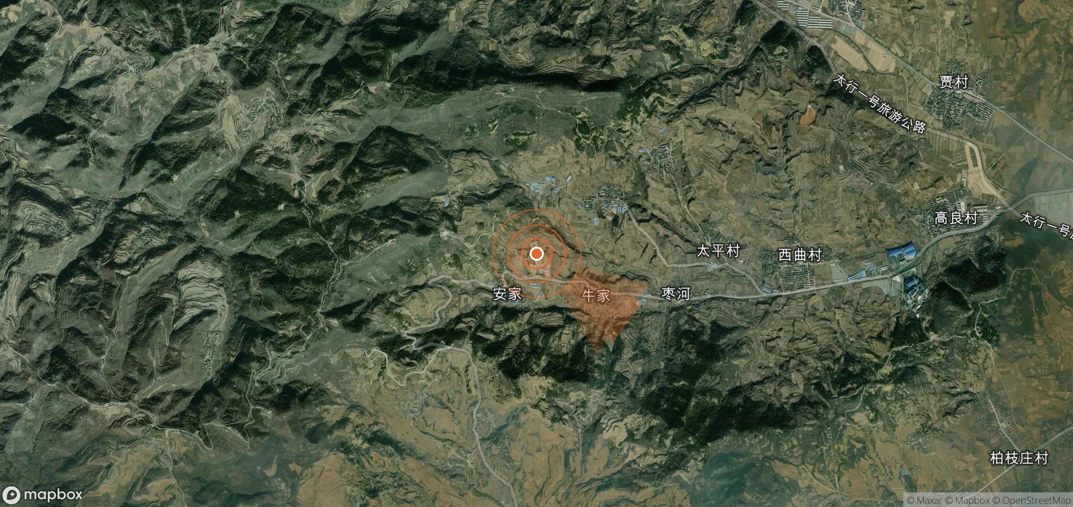 Mapa satelital de plumas de metano en China