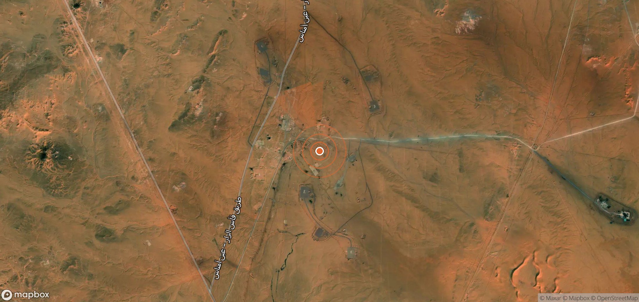 Mapa satelital de plumas de metano en Argelia